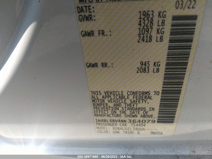 2022 NISSAN ALTIMA 2.5 S - 1N4BL4BV4NN364079