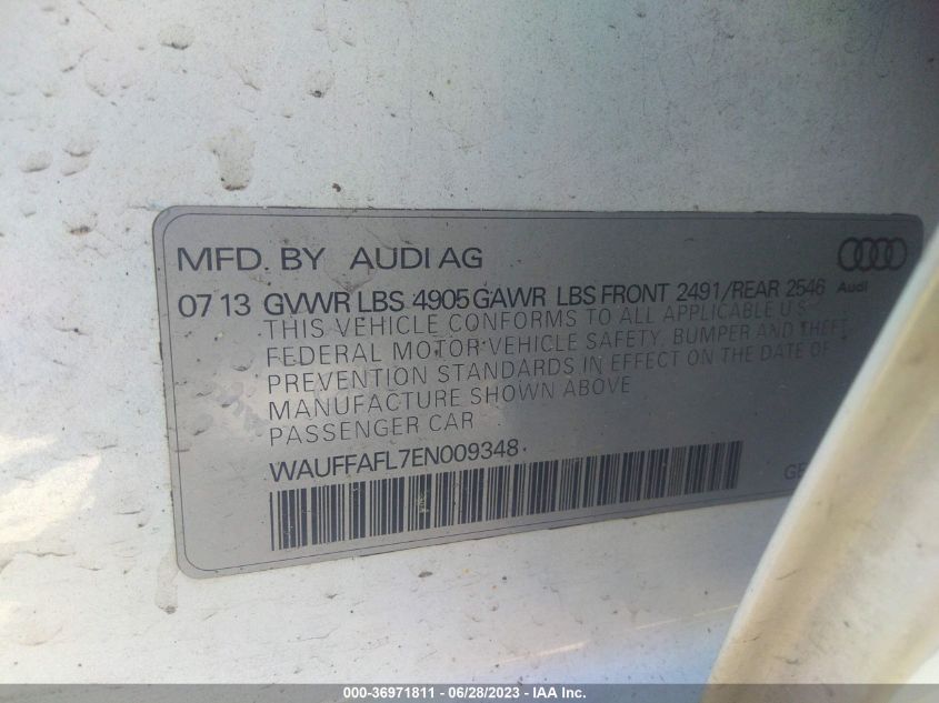 2014 AUDI A4 PREMIUM PLUS - WAUFFAFL7EN009348