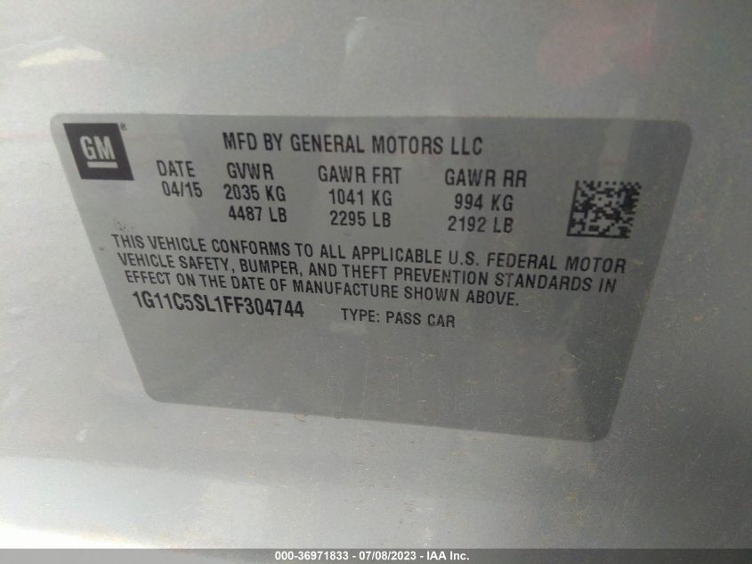 2015 CHEVROLET MALIBU LT - 1G11C5SL1FF304744