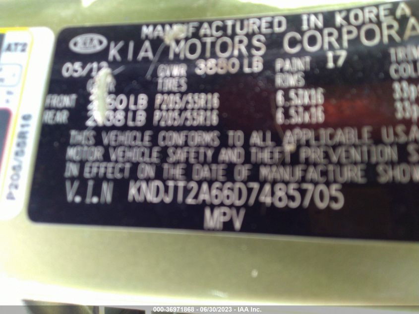 2013 KIA SOUL +/!/SPORT - KNDJT2A66D7485705