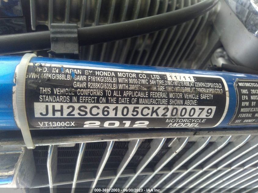 2012 HONDA VT1300 CX - JH2SC6105CK200079