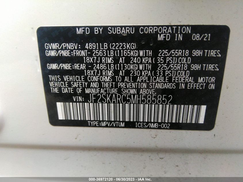2021 SUBARU FORESTER SPORT - JF2SKARC5MH585852