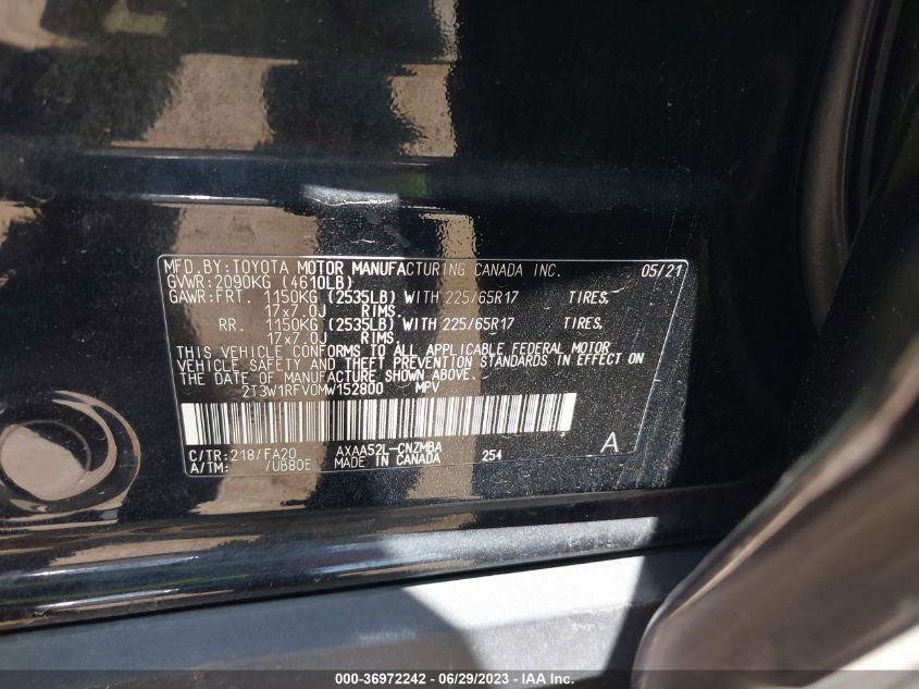 2021 TOYOTA RAV4 XLE - 2T3W1RFV0MW152800