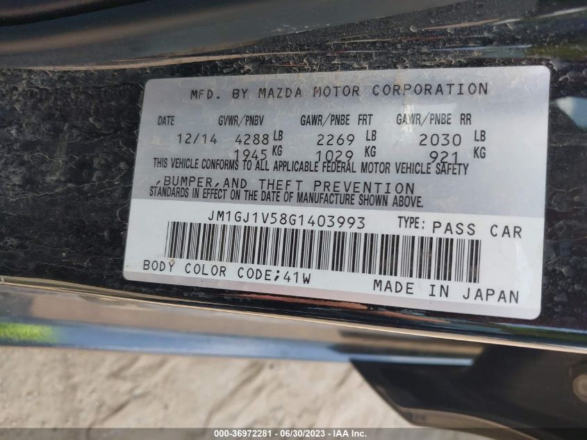 2016 MAZDA MAZDA6 I TOURING - JM1GJ1V58G1403993