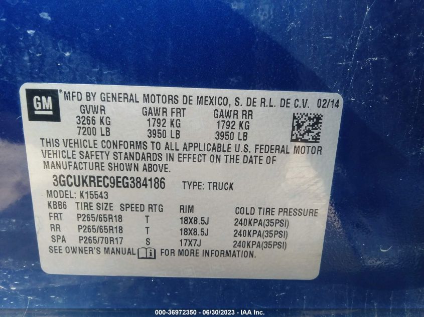 2014 CHEVROLET SILVERADO 1500 LT - 3GCUKREC9EG384186