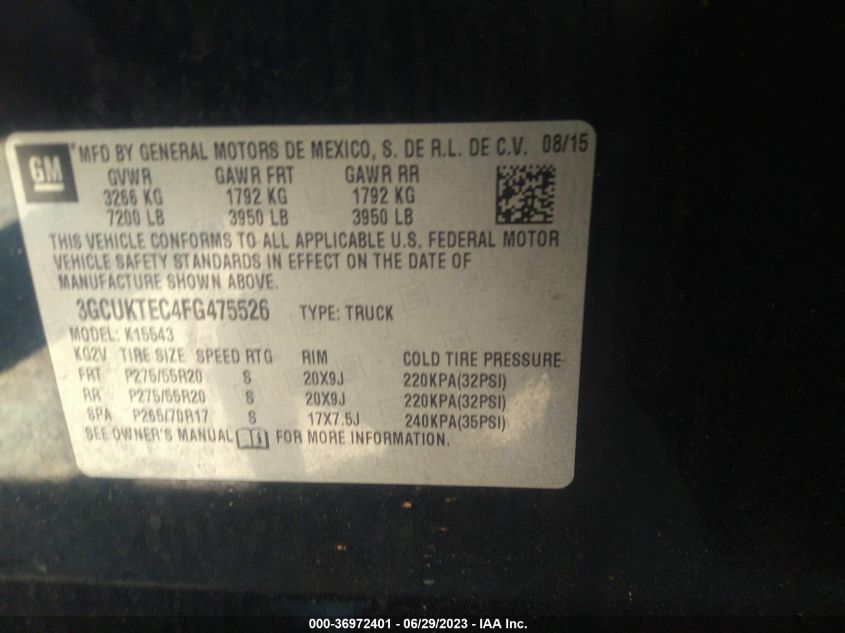 2015 CHEVROLET SILVERADO 1500 HIGH COUNTRY - 3GCUKTEC4FG475526