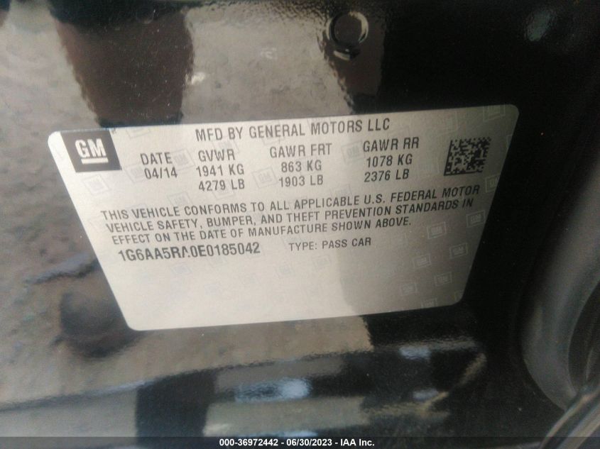 2014 CADILLAC ATS STANDARD RWD - 1G6AA5RA0E0185042
