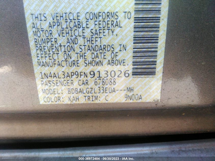 2015 NISSAN ALTIMA 2.5/S/SV/SL - 1N4AL3AP9FN913026