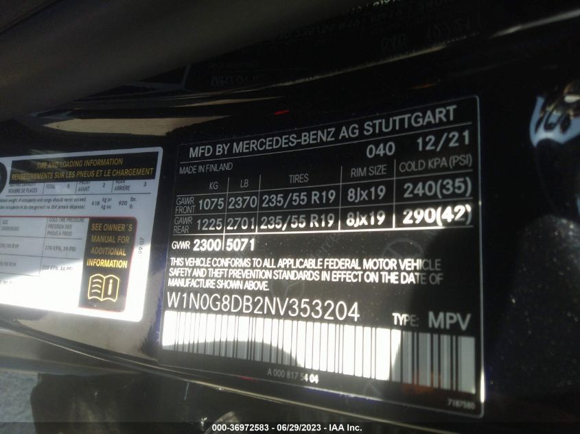 2022 MERCEDES-BENZ GLC GLC 300 - W1N0G8DB2NV353204