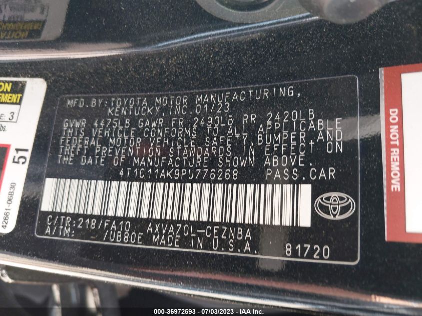 2023 TOYOTA CAMRY LE - 4T1C11AK9PU776268