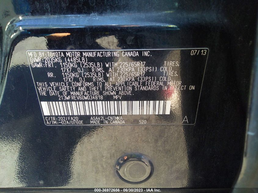 2013 TOYOTA RAV4 XLE - 2T3WFREV6DW034818