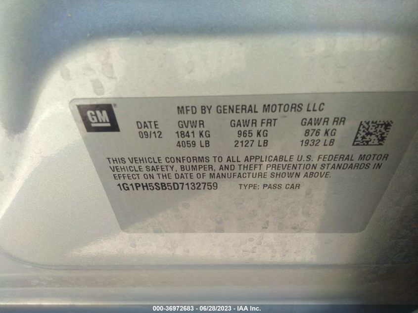 2013 CHEVROLET CRUZE ECO - 1G1PH5SB5D7132759