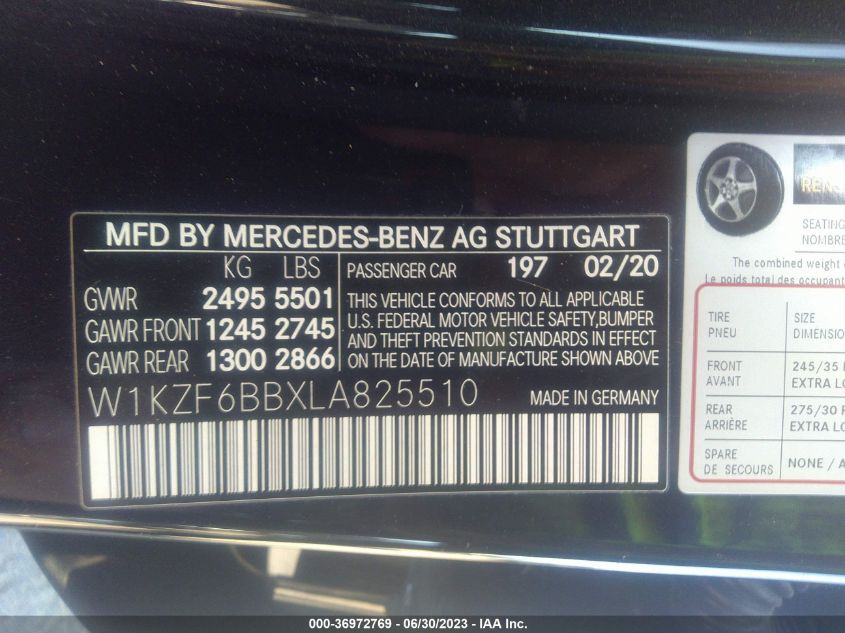 W1KZF6BBXLA825510 2020 MERCEDES-BENZ E-CLASS, photo no. 9