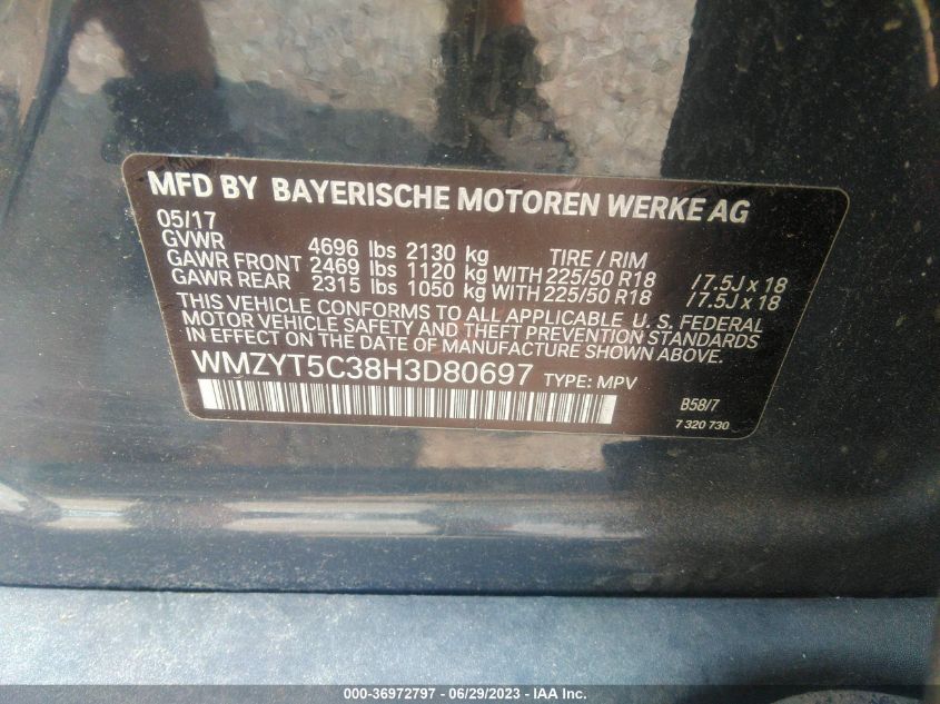 2017 MINI COUNTRYMAN COOPER S WMZYT5C38H3D80697
