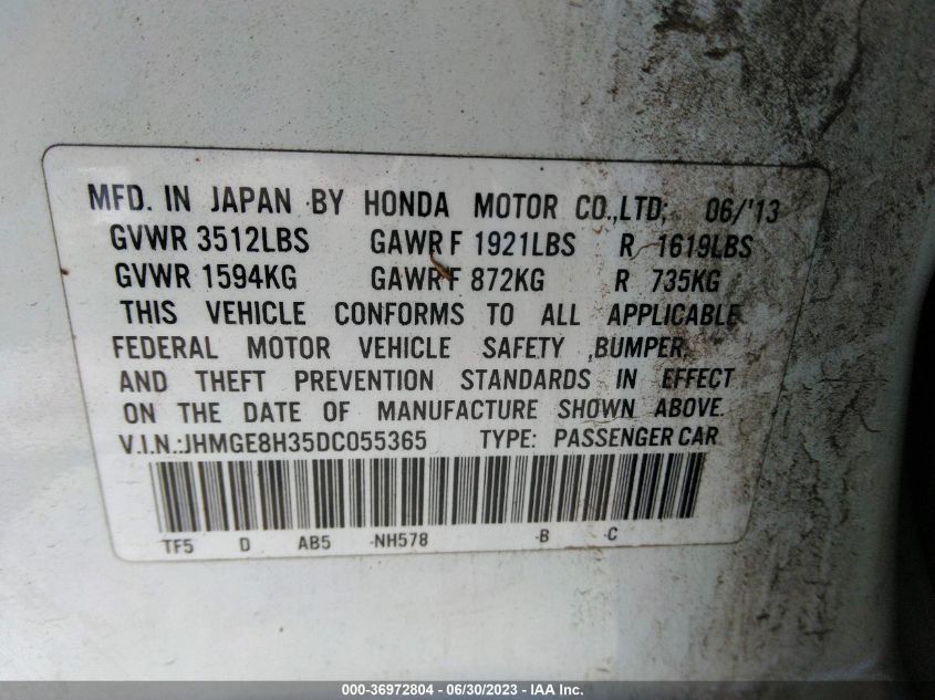 2013 HONDA FIT - JHMGE8H35DC055365