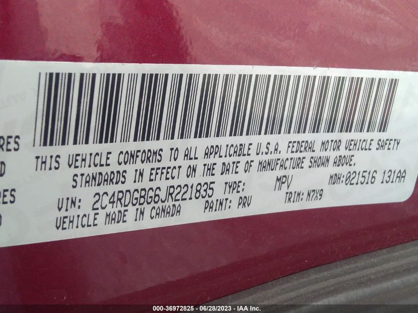 2018 DODGE GRAND CARAVAN SE PLUS - 2C4RDGBG6JR221835