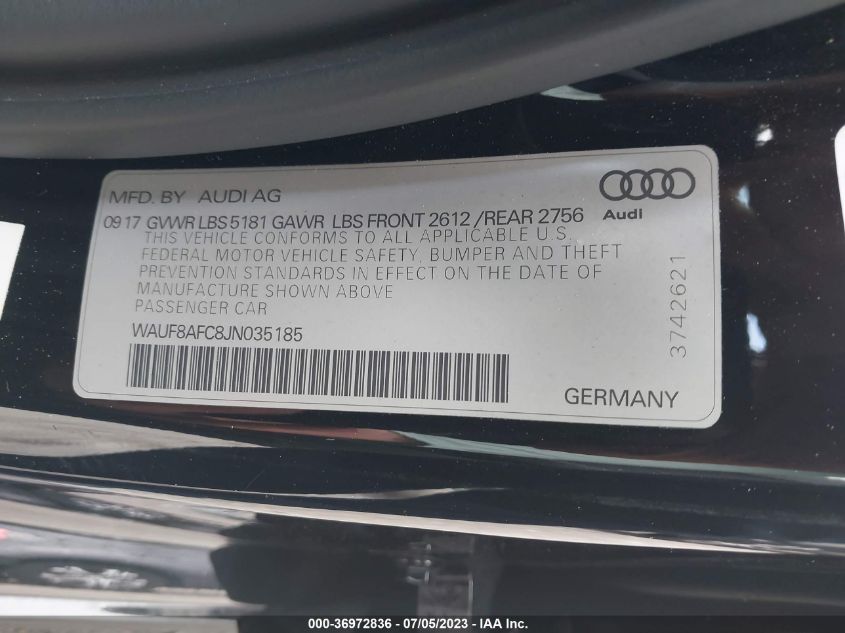 2018 AUDI A6 SPORT - WAUF8AFC8JN035185