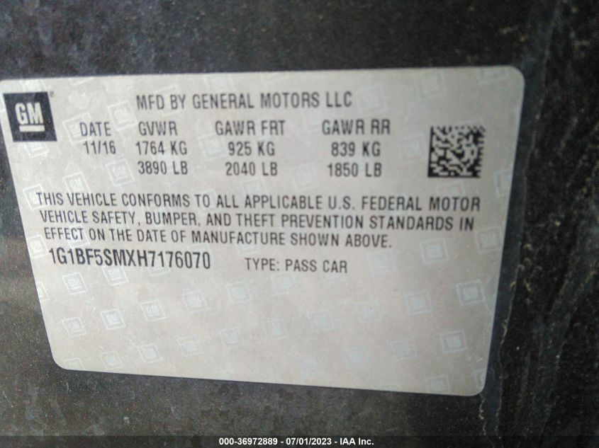 2017 CHEVROLET CRUZE PREMIER - 1G1BF5SMXH7176070