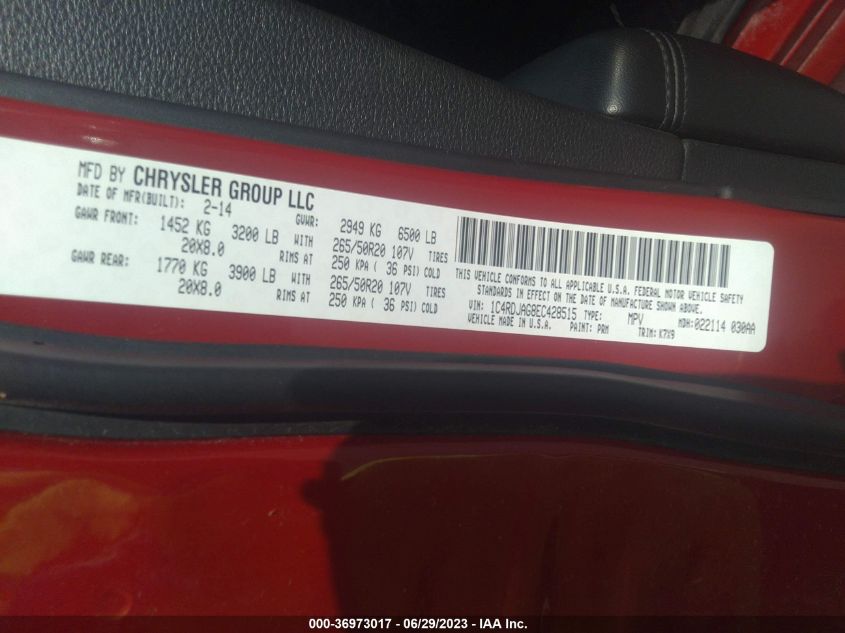 2014 DODGE DURANGO SXT - 1C4RDJAG8EC428515