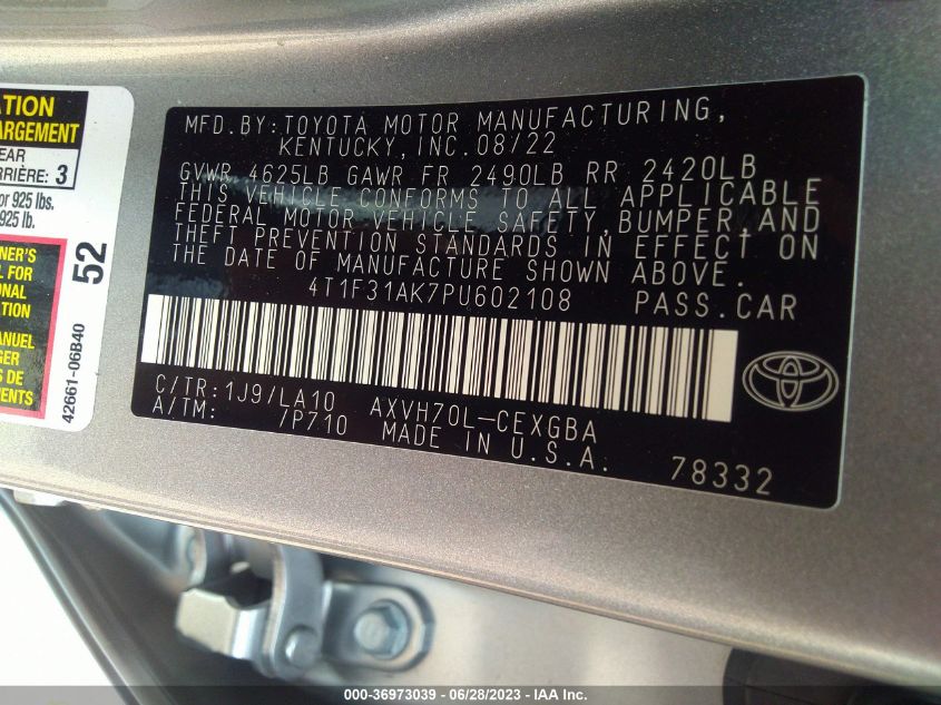 2023 TOYOTA CAMRY HYBRID XLE - 4T1F31AK7PU602108