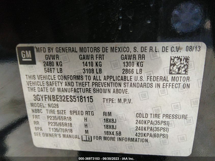 2014 CADILLAC SRX LUXURY COLLECTION - 3GYFNBE32ES518115