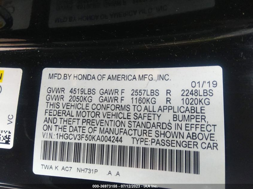 1HGCV3F50KA004244 Honda Accord Hybrid EX-L 9