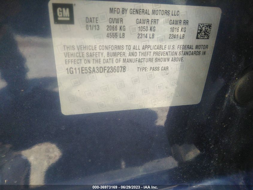2013 CHEVROLET MALIBU LT - 1G11E5SA3DF236078
