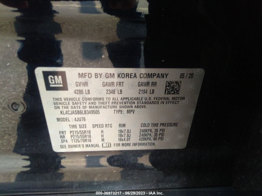 2020 BUICK ENCORE PREFERRED - KL4CJASB6LB349505