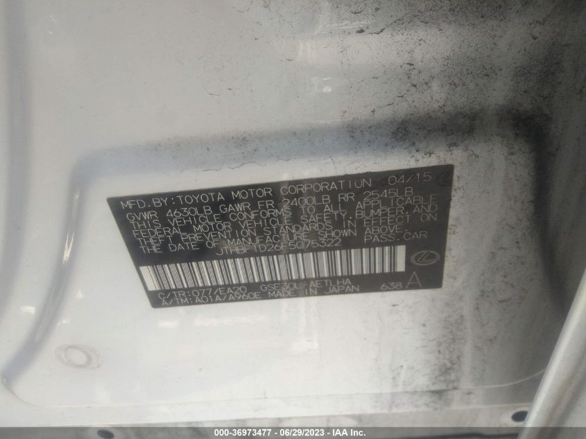 2015 LEXUS IS 250 - JTHBF1D26F5075322