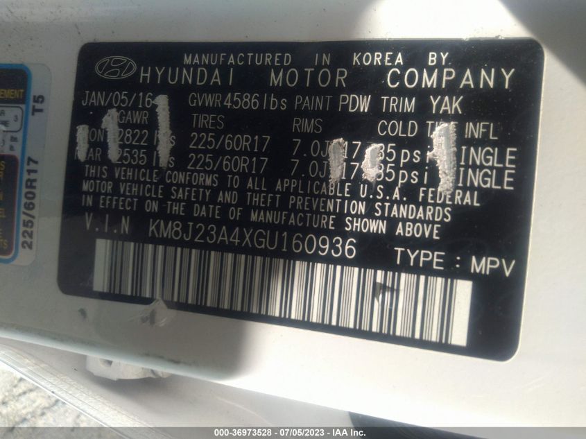 2016 HYUNDAI TUCSON SE - KM8J23A4XGU160936