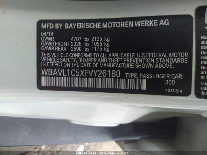 2015 BMW X1 XDRIVE28I - WBAVL1C5XFVY26180