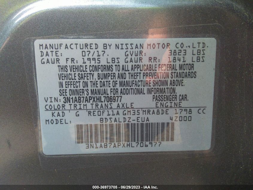 2017 NISSAN SENTRA SV - 3N1AB7APXHL706977