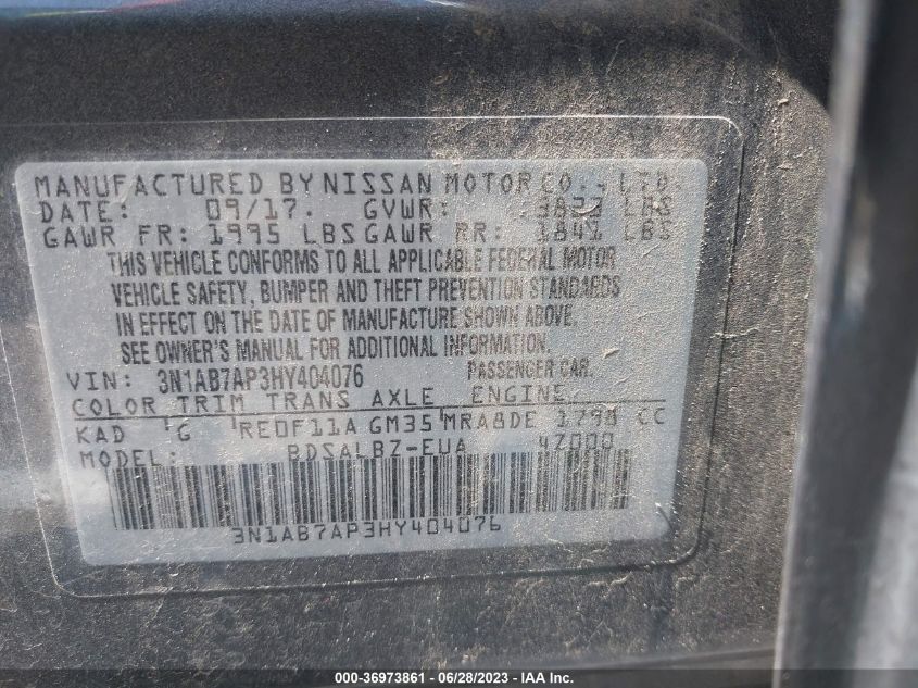 2017 NISSAN SENTRA S - 3N1AB7AP3HY404076