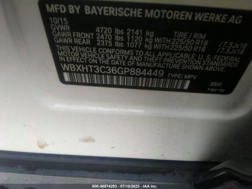 2016 BMW X1 XDRIVE28I - WBXHT3C36GP884449