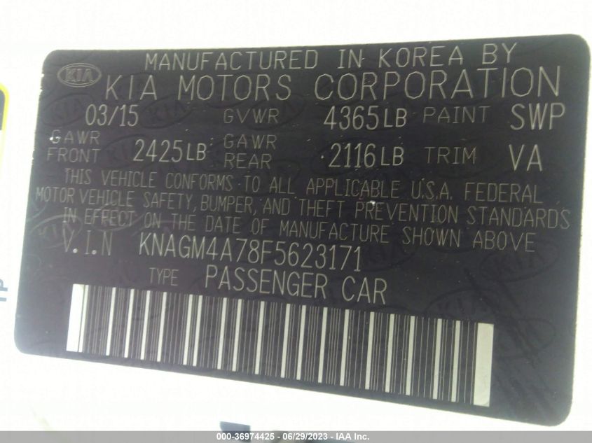 2015 KIA OPTIMA LX - KNAGM4A78F5623171