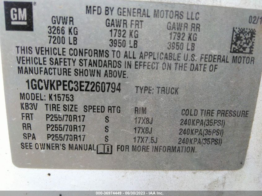 2014 CHEVROLET SILVERADO 1500 WORK TRUCK - 1GCVKPEC3EZ260794