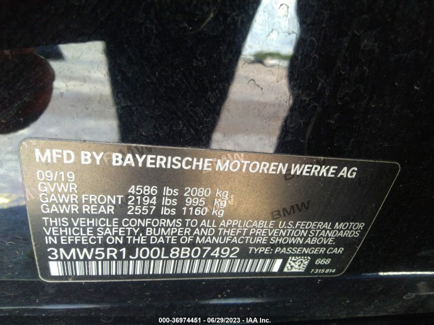 2020 BMW 3 SERIES 330I - 3MW5R1J00L8B07492