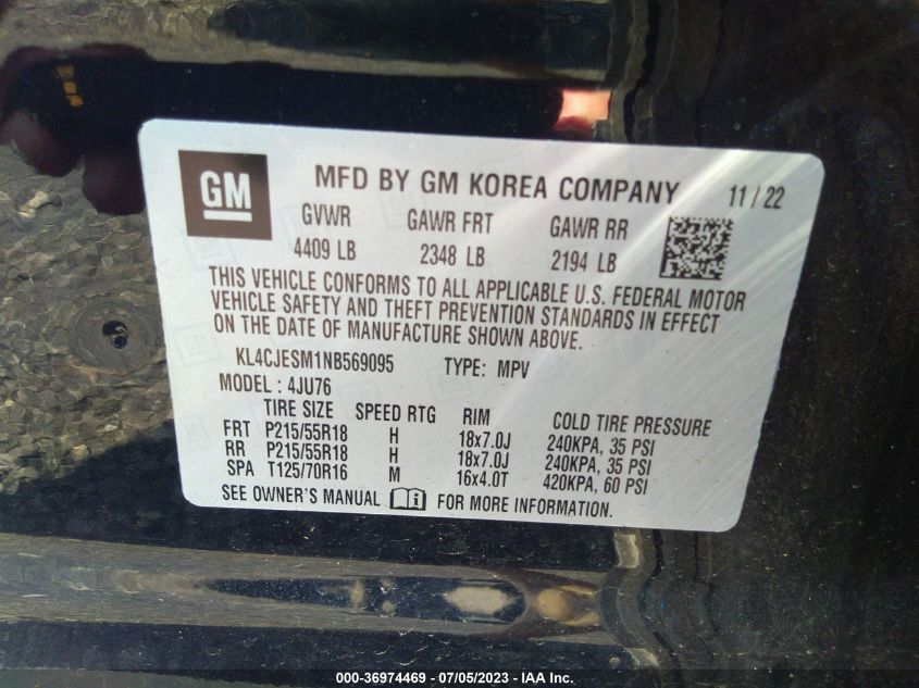 2022 BUICK ENCORE PREFERRED - KL4CJESM1NB569095
