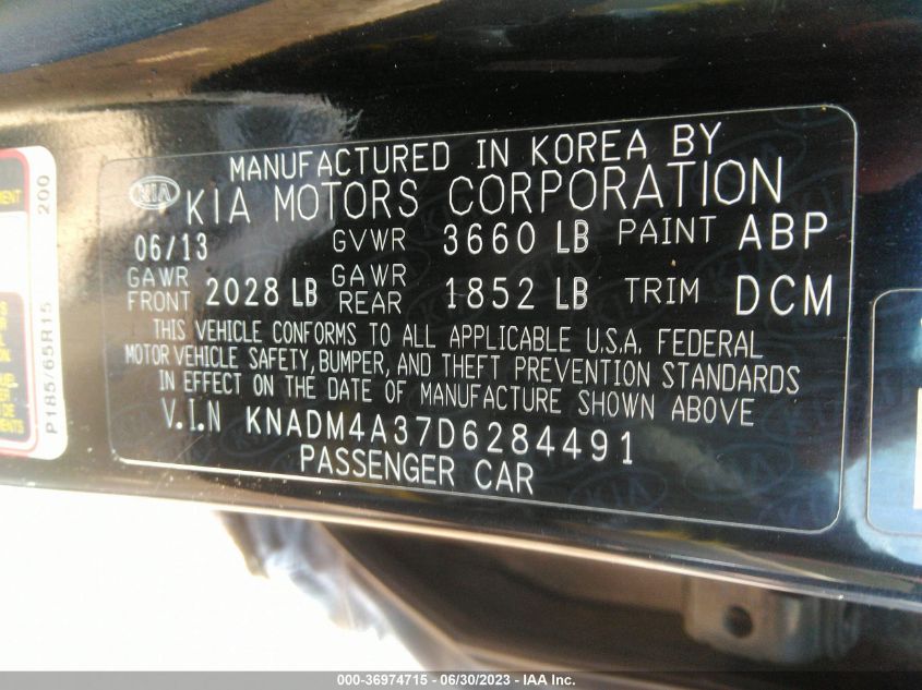 2013 KIA RIO LX - KNADM4A37D6284491