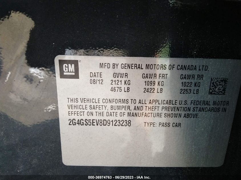 2013 BUICK REGAL TURBO PREMIUM 1 - 2G4GS5EV8D9123238