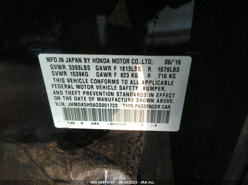 2016 HONDA FIT LX - JHMGK5H56GS001723