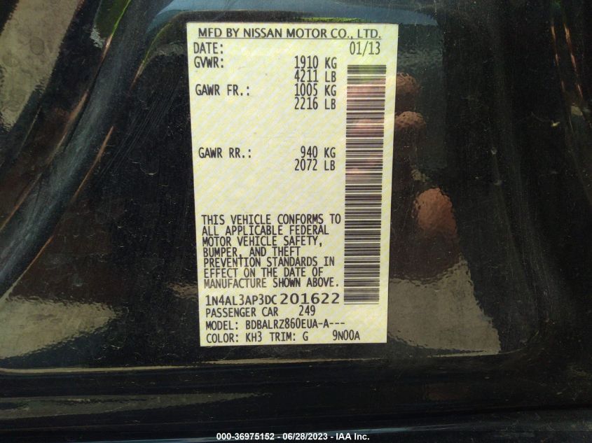 2013 NISSAN ALTIMA 2.5 S - 1N4AL3AP3DC201622