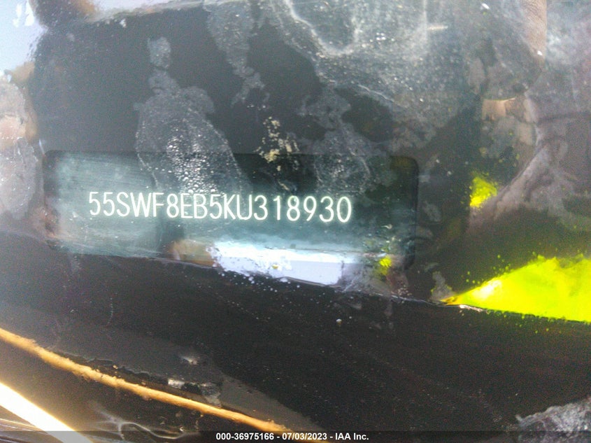 VIN 55SWF8EB5KU318930 2019 MERCEDES-BENZ C-CLASS C 300