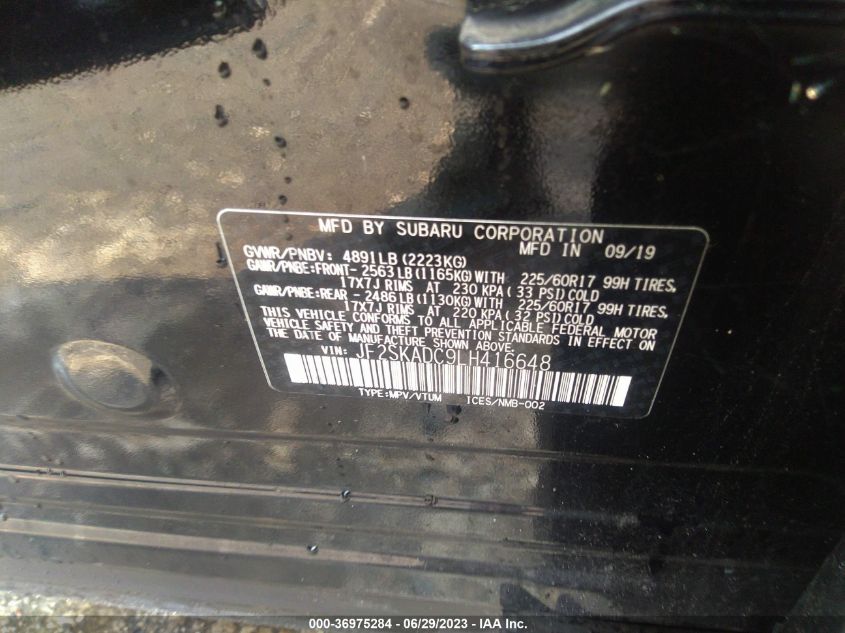 2020 SUBARU FORESTER - JF2SKADC9LH416648