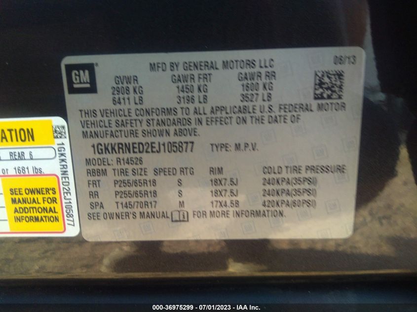 2014 GMC ACADIA SLE - 1GKKRNED2EJ105877