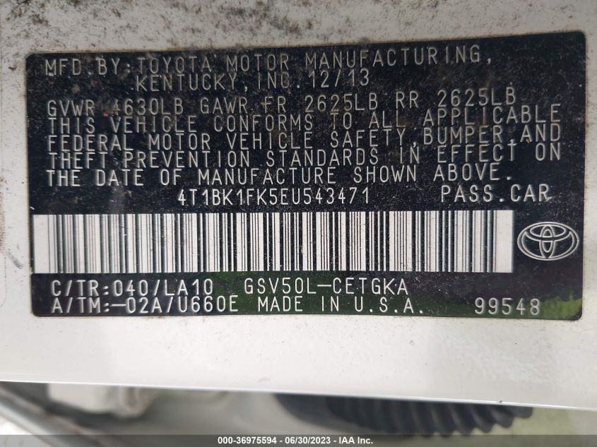 2014 TOYOTA CAMRY SE/XLE - 4T1BK1FK5EU543471