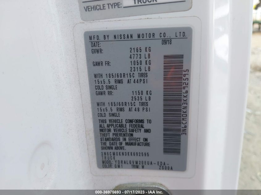 2019 NISSAN NV200 COMPACT CARGO SV - 3N6CM0KN3KK692595