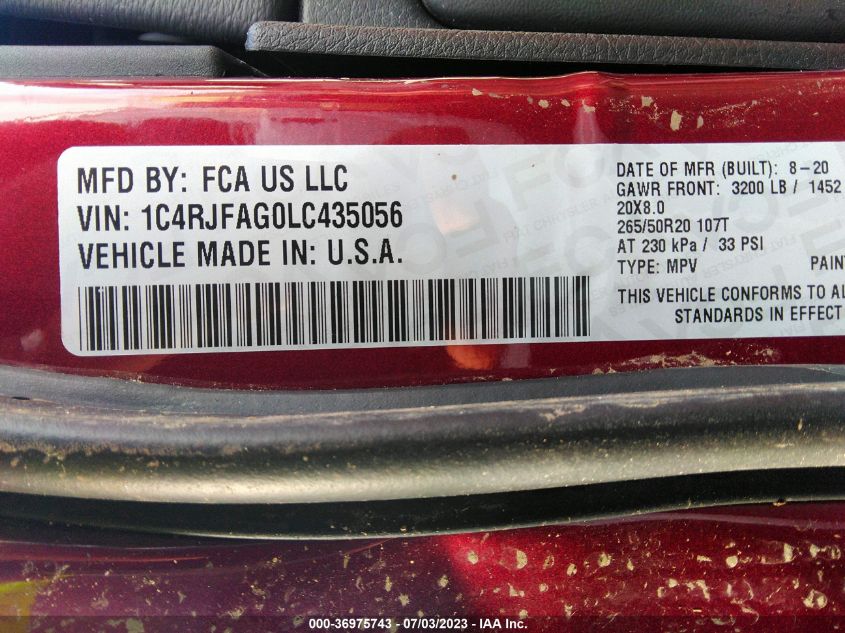 2020 JEEP GRAND CHEROKEE ALTITUDE - 1C4RJFAG0LC435056