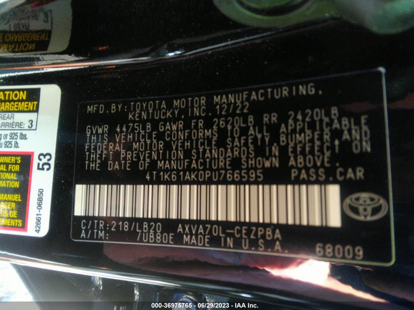 2023 TOYOTA CAMRY XSE - 4T1K61AK0PU766595
