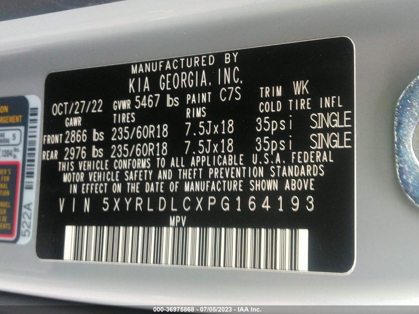 2023 KIA SORENTO X-LINE S - 5XYRLDLCXPG164193